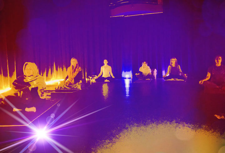 yoga studio group meditation